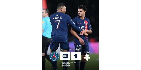 Mbappes 25-årsdag leder PSG Ligue 1 med 3-1 Metz